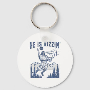 He Is Rizzin Volleyball Jesus Happy Easter Funny C Keychain