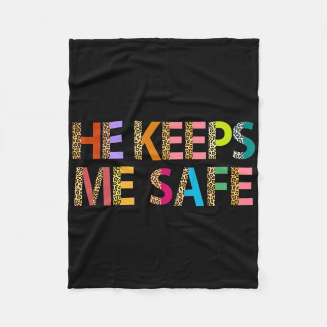 He Keeps Me Safe Wolf For Lovers Girlfriend Wife V Fleece Blanket (Front)