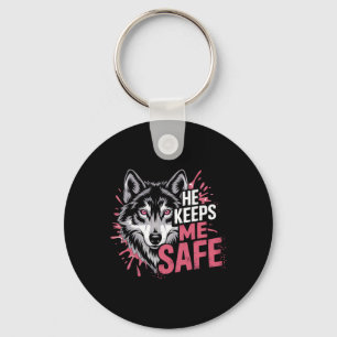 He Keeps Me Safe Wolves Valentine Day's For Lovers Keychain
