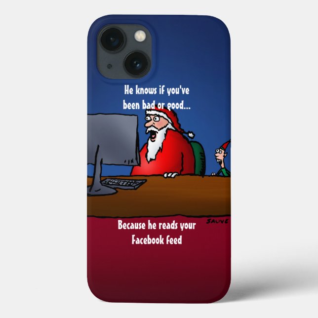 He Knows If You've Been Bad Funny Santa iPad Case (Back)