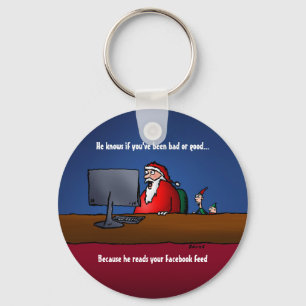 He Knows If You've Been Bad Funny Santa Keychain
