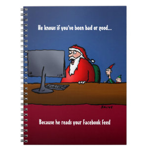 He Knows If You've Been Bad Funny Santa Notebook