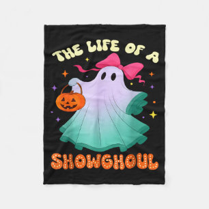 He Life Of A Showghoul Retro Halloween Show Ghosts Fleece Blanket