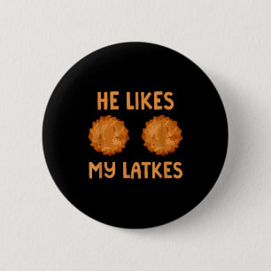 He Likes My Latkes Hanukkah Couple Matching Jewish 2 Inch Round Button