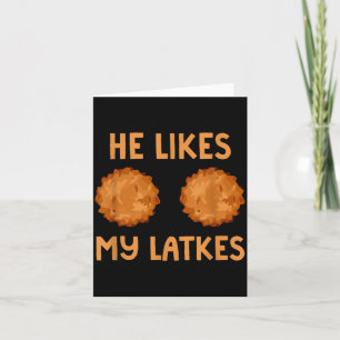 He Likes My Latkes Hanukkah Couple Matching Jewish Card