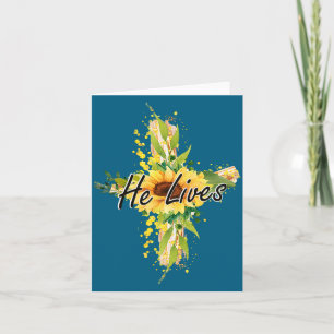 He Lives Easter Religious Christian Faith Design Card