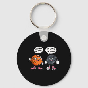 He Loves Me More Sketll Hockey Player For Men Keychain