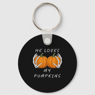 He Loves My Pumkin Halloween Funny Couple Matching Keychain