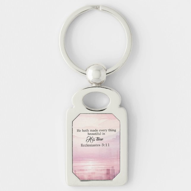 He Made Everything Beautiful Watercolor Sunset Keychain (Front)