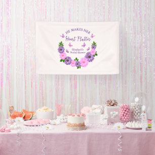 He Makes Her Heart Flutter Butterfly Bridal Shower Banner