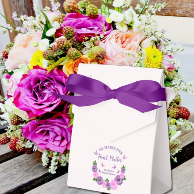 He Makes Her Heart Flutter Butterfly Bridal Shower Favor Box (Creator Uploaded)