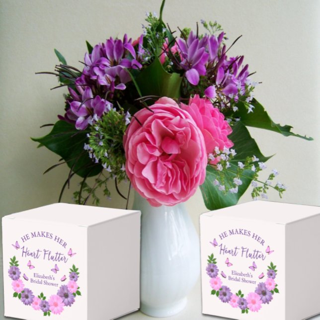 He Makes Her Heart Flutter Butterfly Bridal Shower Favor Box (Creator Uploaded)