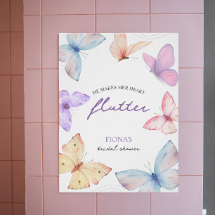He makes her heart flutter Elegant Bridal Shower Poster
