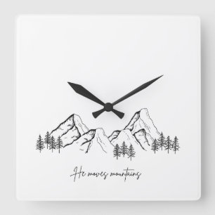 He Moves Mountains Square Wall Clock
