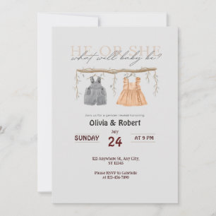 He or She? A Splash of Fun! Pink & Blue Watercolor Invitation