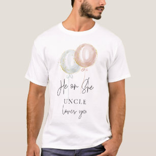 He or She Balloon Gender Reveal Family Uncle T-Shirt
