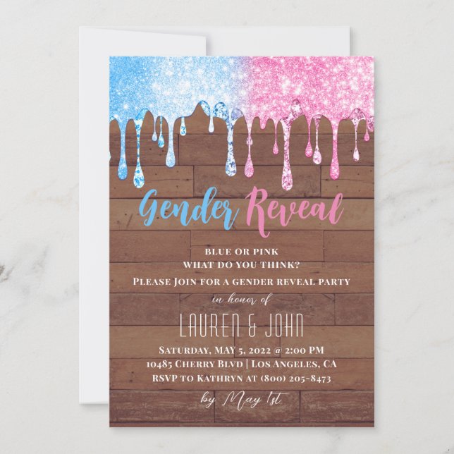 He or She Balloon Gender Reveal Invitation (Front)