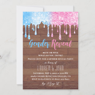 He or She Balloon Gender Reveal Invitation