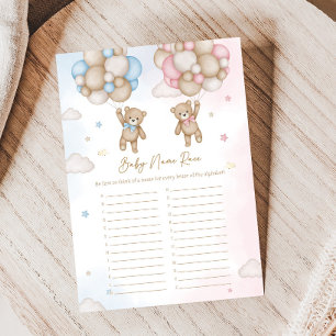 He or She Bear Gender Reveal Baby Name Race Game