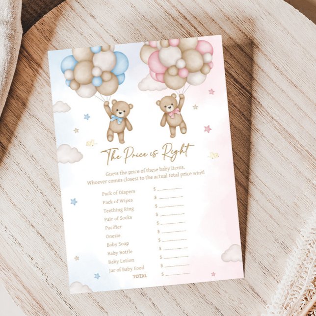 He or She Bear Gender Reveal Price is Right Game (Bear Balloon He or She Gender Reveal Game)