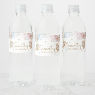 He or She Bear Gender Reveal Water Bottle Label