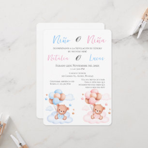 He or She Blue or Pink Gender Reveal Invitation wi