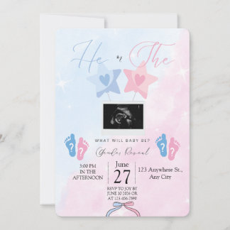 He or She Gender Reveal Invitation