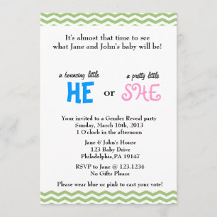 He or She Gender Reveal Invitation