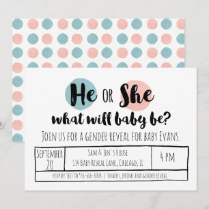 He or She Gender Reveal Invitation