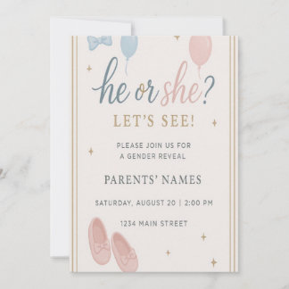 He or She Gender Reveal Notebook Invitation