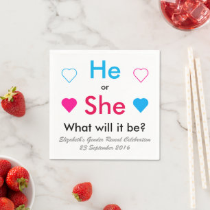 He Or She? Gender Reveal Paper Napkins