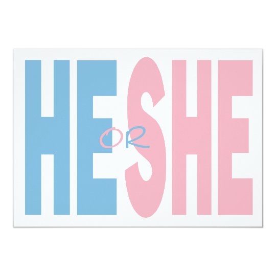 He Or She Gender Reveal Party Invitation Zazzle Ca