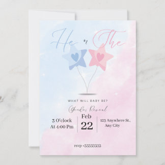He or She Gender Reveal Party Invitation