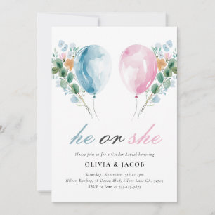 He or She Gender Reveal Party Invitation