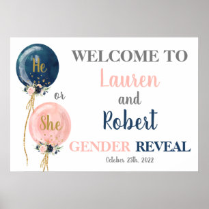 He or She Gender reveal welcome sign
