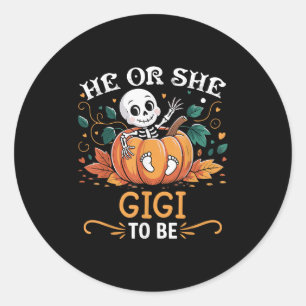 He Or She Gigi To Be Halloween Skeleton Baby Revea Classic Round Sticker