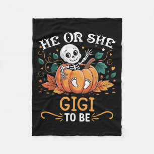 He Or She Gigi To Be Halloween Skeleton Baby Revea Fleece Blanket