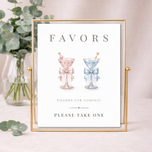 He Or She Martini Theme Gender Reveal Favours Sign