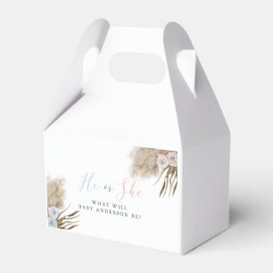 He or She Pampas Grass Gender Reveal Party  Favor Box