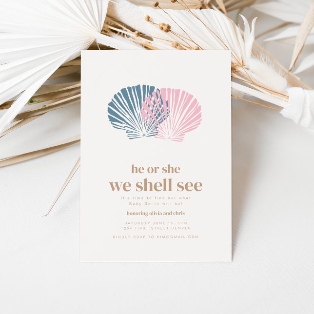 He or She We Shell See Ocean Sea Gender Reveal Invitation (Creator Uploaded)