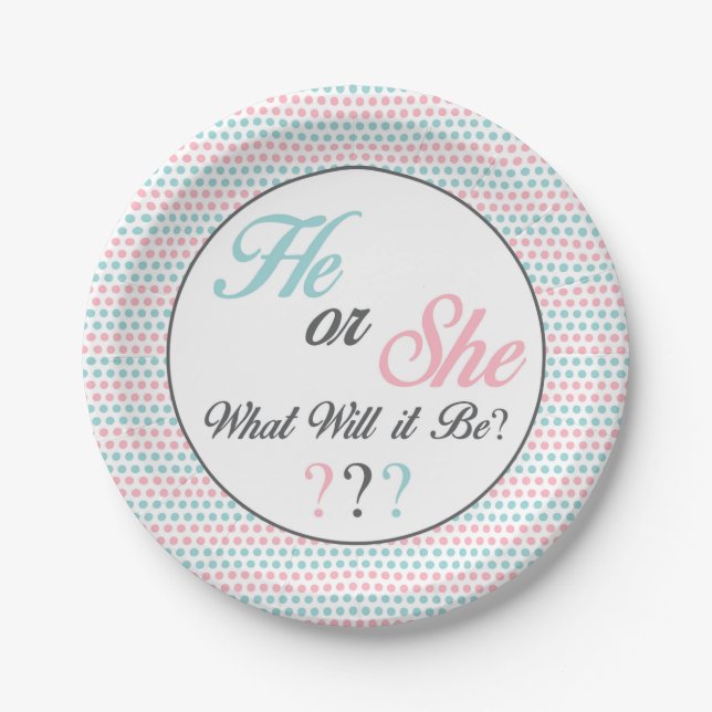 He or She What Will it Be Reveal Party 7" Plate (Front)