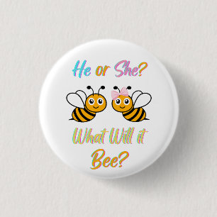 He or She what will it bee? T-Shirt Oval Sticker P 1 Inch Round Button
