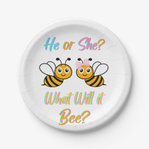 He or She what will it bee? T-Shirt Oval Sticker Paper Plate