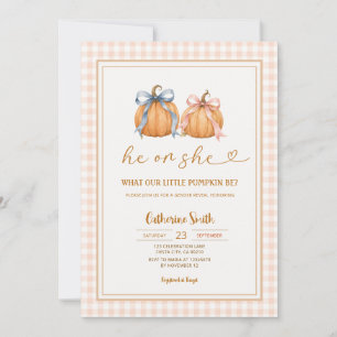 He or She What Will Our Little Pumpkin Be  Invitation