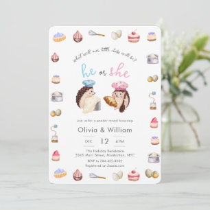 He or She Whimsical Little Chef Baker Baby Shower Invitation