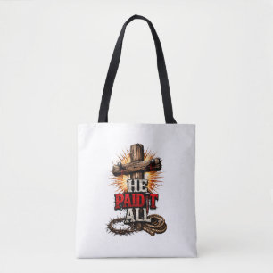 He Paid It All – Cross & Nail Christian Faith Tote Bag