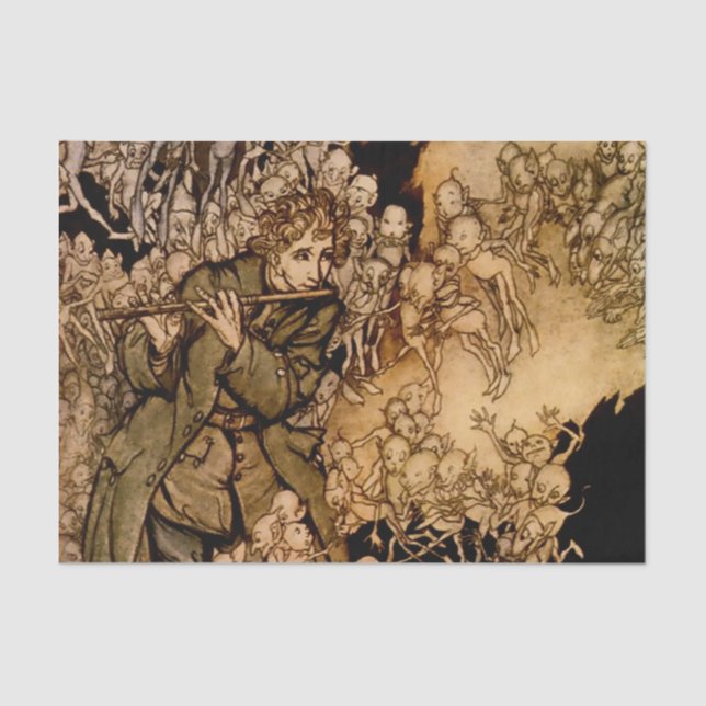“He Played Until the Room Filled by Arthur Rackham Tissue Paper (Front)