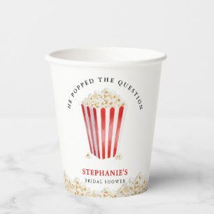 He Popped the Question Bridal Shower Popcorn Paper Cups