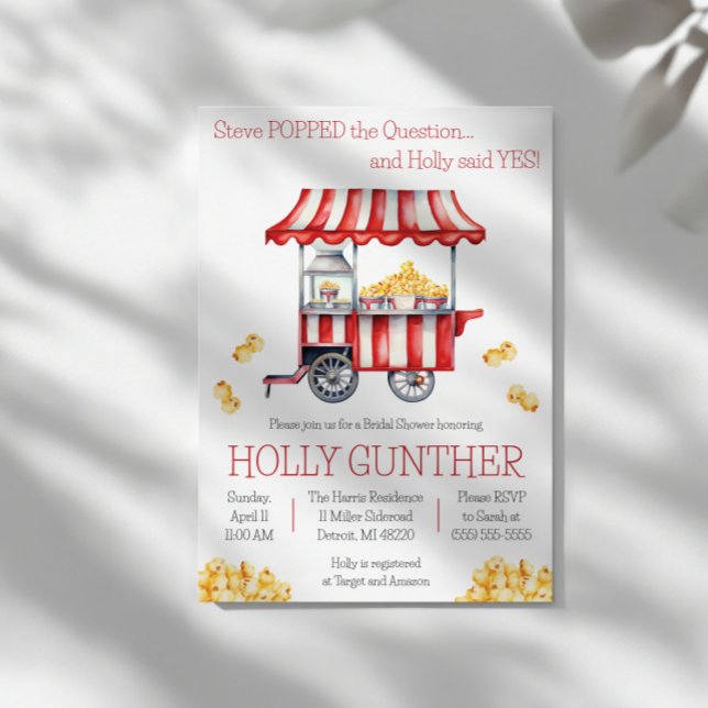 He POPPED the Question!  Popcorn Bridal Shower Invitation (Creator Uploaded)