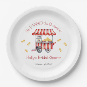 He Popped the Question! Popcorn Bridal Shower Paper Plate